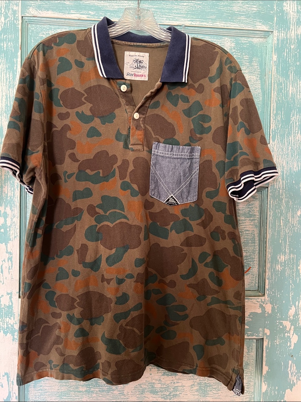Men's Roy Rogers enjoy the holiday Polo Shirt with denim Contrast Pocket camo